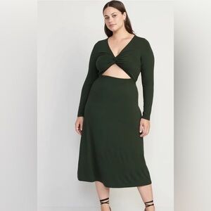Old Navy Fit &‎ Flare Twist-Front Cutout Midi Dress​​​ XXL